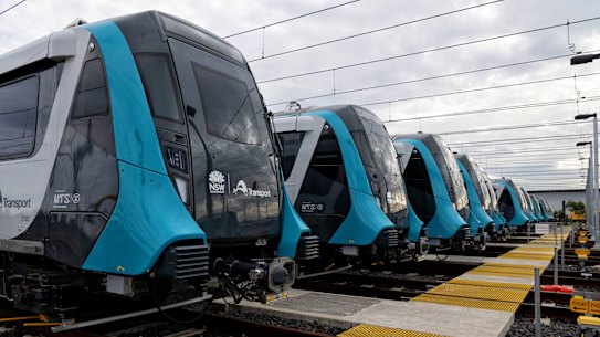 Driverless trains for the yet-to-open City and Southwest Metro rail line are stored near Rouse Hill in Sydney’s north-west.