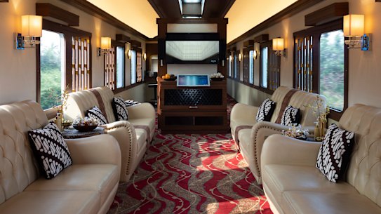 The carriage caters to a maximum of eight people occupying four couches in an open compartment.