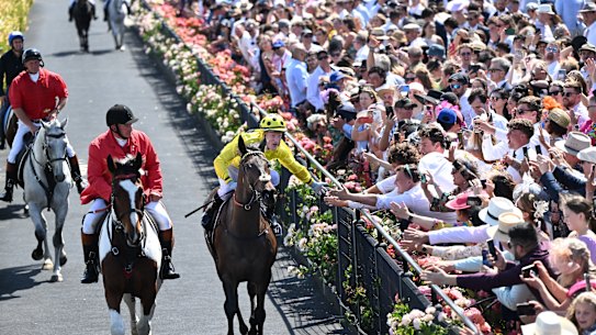 Mark Zahra greets fans after Without A Fight’s win.