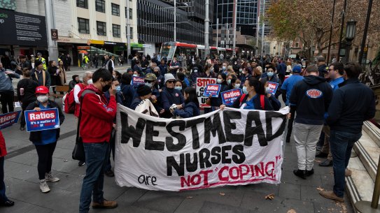 Nurses at Westmead and Blacktown hospital will stage a simultaneous walkout at the end of their shift on Monday.