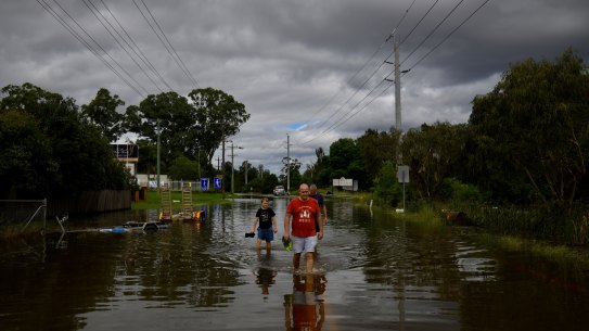 Residents in western Sydney at the flooded Hawkesbury River in March