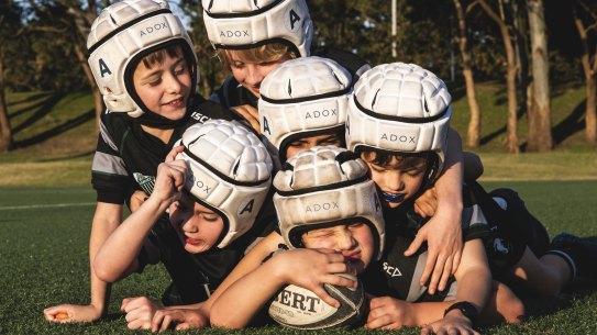 The Coogee Seahorses under-eights rugby league team has specialist headgear thanks to their coach.