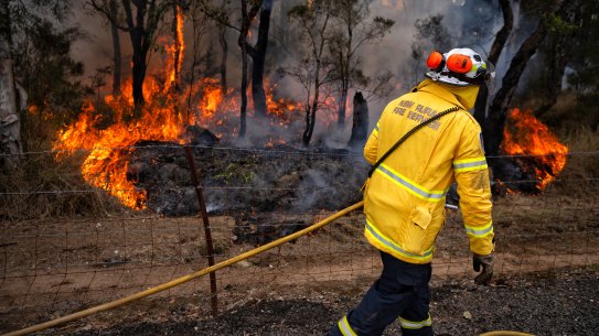 RFS conducting hazard reduction burns in Londonderry in western Sydney ahead of a hot weekend.