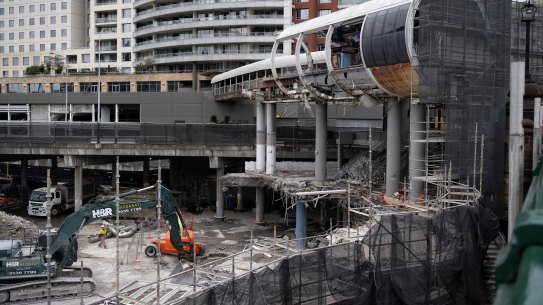 The Harbourside station for the defunct Sydney Monorail is being pulled down.