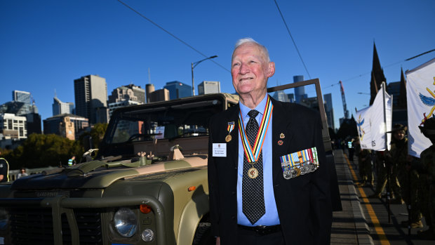 ‘I was 20 going on 16’: Korean War veterans lead Anzac Day march in sombre reflection