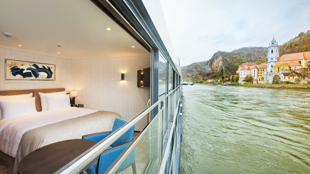 One of the 50 Panorama suites on Tapestry II, dispensing with a balcony to extend the floor space.