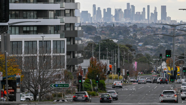 The view from Doncaster Hill to the city.