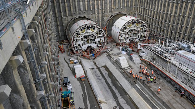 The two tunnel-boring machines are assembled in Watsonia for the North East Link.