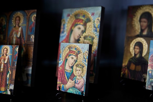 All of the religious iconography is for sale.