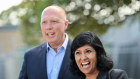 Peter Dutton with the Liberals’ candidate for Aston, Roshena Campbell.