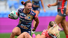 Teagan Levi celebrates her brilliant try.