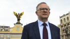 Australian Prime Minister Anthony Albanese is seen as he visits Maidan square in Kyiv, Ukraine, Sunday, July 3, 2022. Mr Albanese made a 12 hours long visit to Kyiv meeting with Ukrainian President Volodymyr Zelenskiy. (AAP Image/Lukas Coch) NO ARCHIVING . POOL VIA AAP.