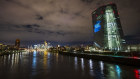 ECB headquarters in Frankfurt  lit up to celebrate the 20th anniversary of the Euro currency. The central bank has been key to keeping borrowing rates below zero.