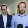 Greens leader Adam Bandt with NSW senator David Shoebridge (left).