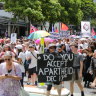Calls for change to Qld jab rules as opposition bubbles onto streets