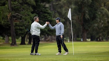 David McCartney and Dene Heath were among those who hit Albert Park Golf Course on Wednesday morning. 
