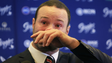 Boyd Cordner at his retirement media conference on Monday.