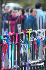 Ribbons on the railings of St Patrick's Cathedral in Melbourne earlier this month, for the victims of sexual abuse by Catholic clergy.