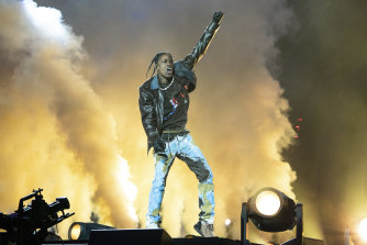Travis Scott performs at Day 1 of the Astroworld Music Festival in Houston on Friday.