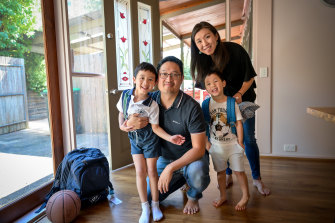 Phoebe Tan, with husband Adrian and their sons Aiden-James and Lucas. 