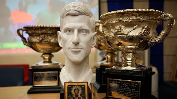 The backdrop to the Djokovic family press conference in Belgrade earlier tonight.