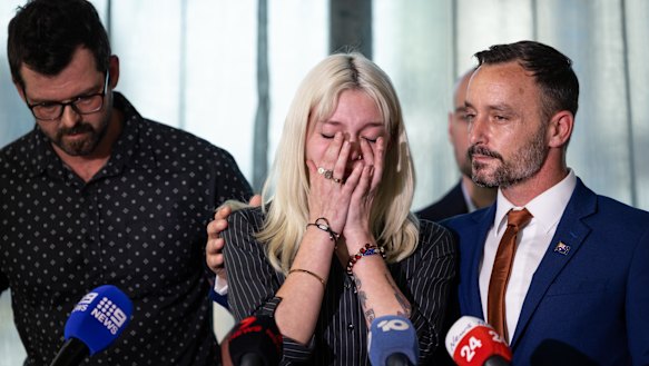 Warren Pickering’s daughter Jhett during the press conference.