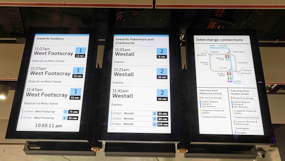 Passenger information displays at Anzac.  