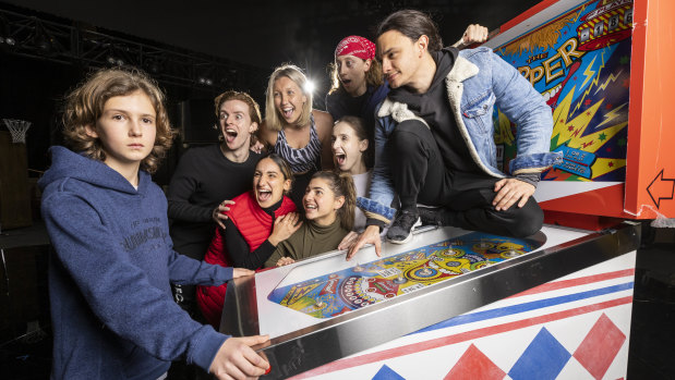 Cast of Tommy! during a rehersal at the Palais Theatre.