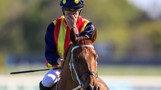 James McDonald celebrates Nature Strip’s The Everest win last year.