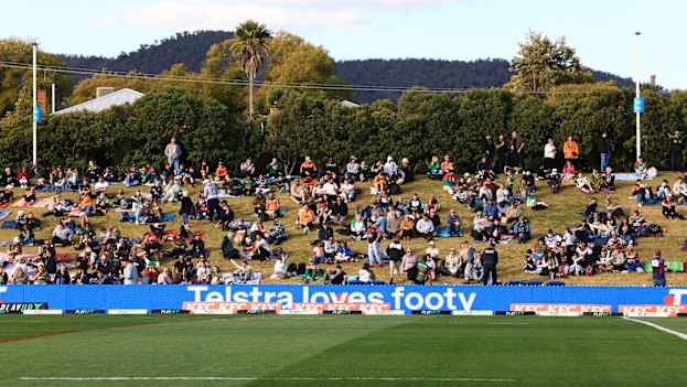 Fans flood in to Scully Park for the NRL match between Wests Tigers and the Rabbitohs.