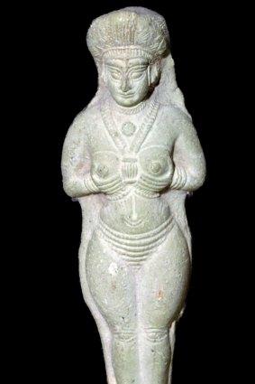 Babylonian terracotta statuette of Astarte from the Louvre.