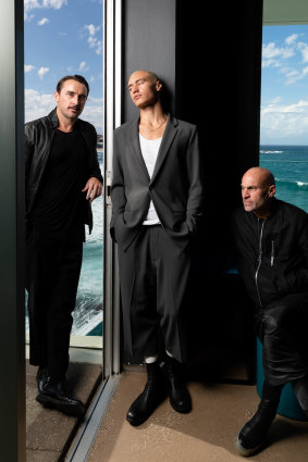 Gareth Moody (left) and Maurice Terzini, (right) launch surf-punk inspired collection at Afterpay Australian Fashion Week.