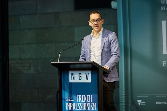 Major Events Minister Steve Dimopoulos on Thursday at the Melbourne Winter Masterpieces exhibition at the National Gallery of Victoria.