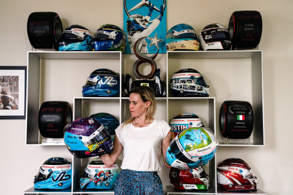 Tiffany Cromwell seeks inspiration for her helmet designs from the places Valtteri Bottas competes. 