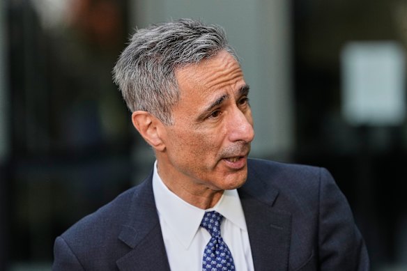 William Savitt, attorney representing OpenAI, speaks during a press conference outside the US District Court in Oakland, California.
