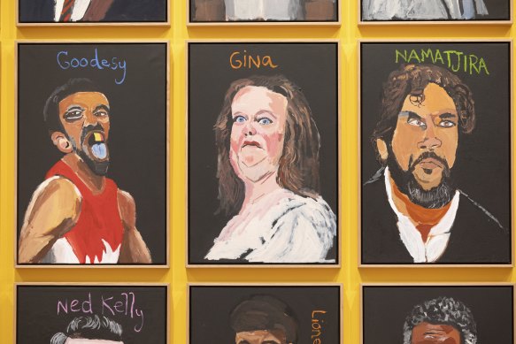 Vincent Namatjira’s portrait of Gina Rinehart at the National Gallery of Australia.