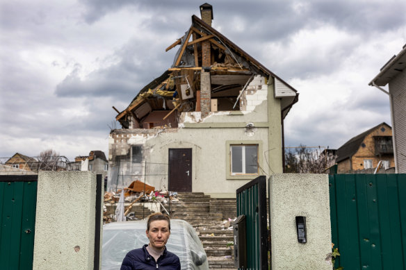 Damage in Hostomel, Ukraine, located on the former frontline.