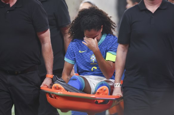Brazil’s Yasmin has been another casualty of this clash, stretchered from the field.