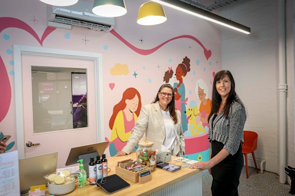 Amelia Pickering,  CEO of the charity, Prison Network, with philanthropist Cynthia Carter, who donated the use of the premises for the New Leash dog salon.