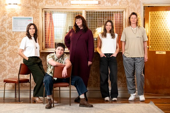 Wentworth: Halfway Home stars (from left) Nicole da Silva, Alex King, Katrina Milosevic, Chenile Chandler and Kate Box.