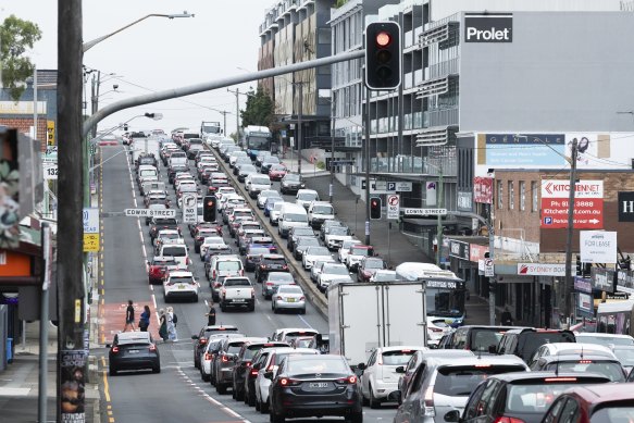 City-bound motorists were backed up on Victoria Road after the Gladesville Bridge just after 9am on Thursday.