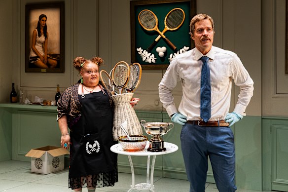 Megan Wilding and Rick Davies in Game.Set.Match at the Malthouse Theatre.