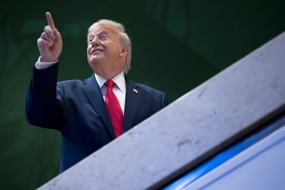 Trump após seu discurso.