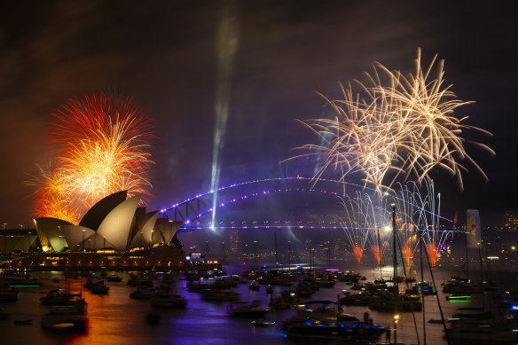 New Year’s Eve fireworks over Sydney Harbour.
