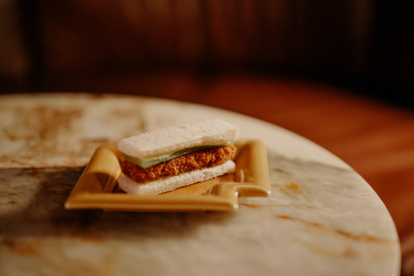 Coral trout fish-finger sandwich at The Nixon Room.