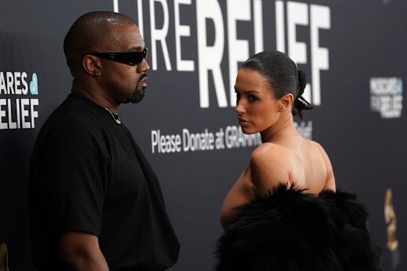 Kanye West with his Australian wife, Bianca Censori.