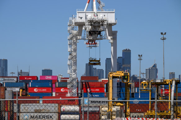 DP World’s dock in West Melbourne. 