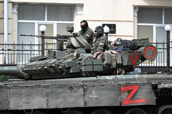 Wagner fighters in the centre of Rostov-on-Don, where they have reportedly taken control.