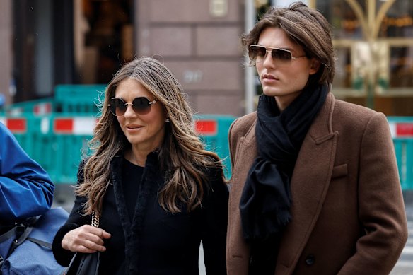 Actress Elizabeth Hurley arrives at court with her son, Damian.