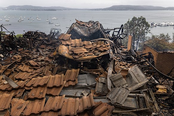 A car destroyed by the fire in a garage built by Steve Foskett. 